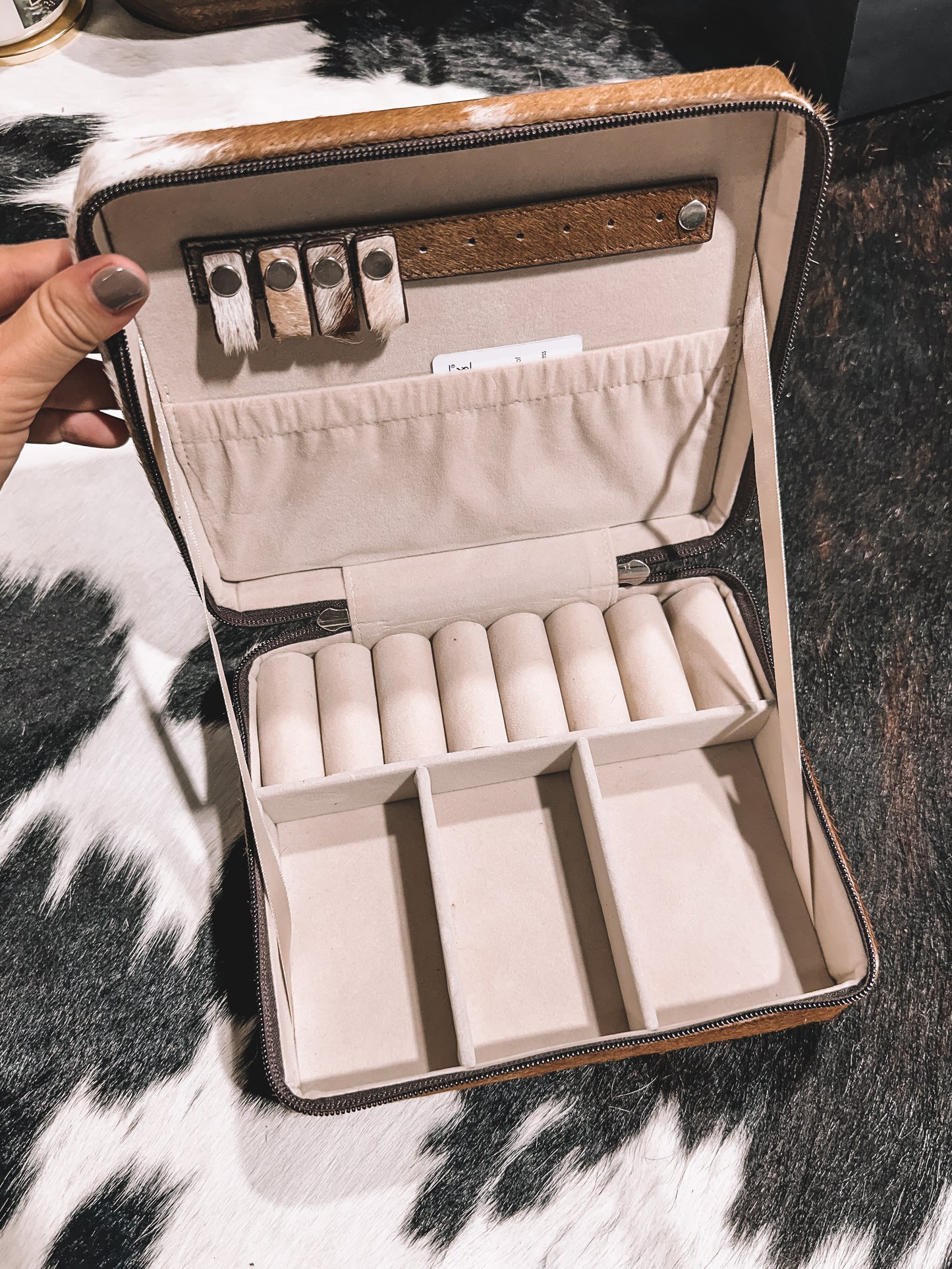 Aztec Cowhide Jewelry Box- Brown