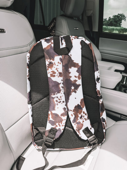School Backpack - Dark Brown Cow