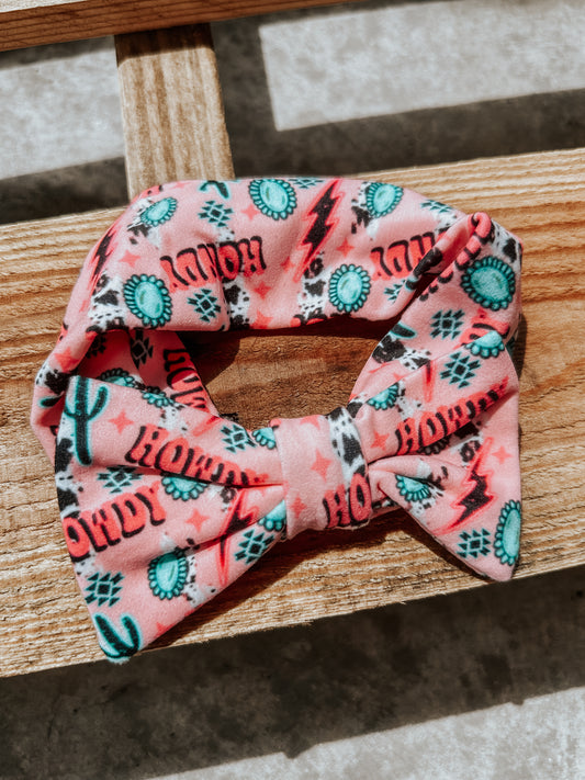 Infant Headband Bow in Retro Pink