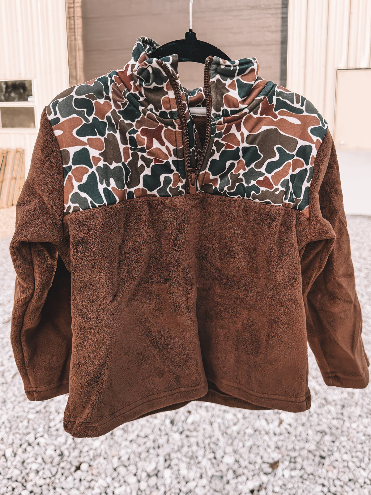 Brown Fleece Camo Kids Pullover