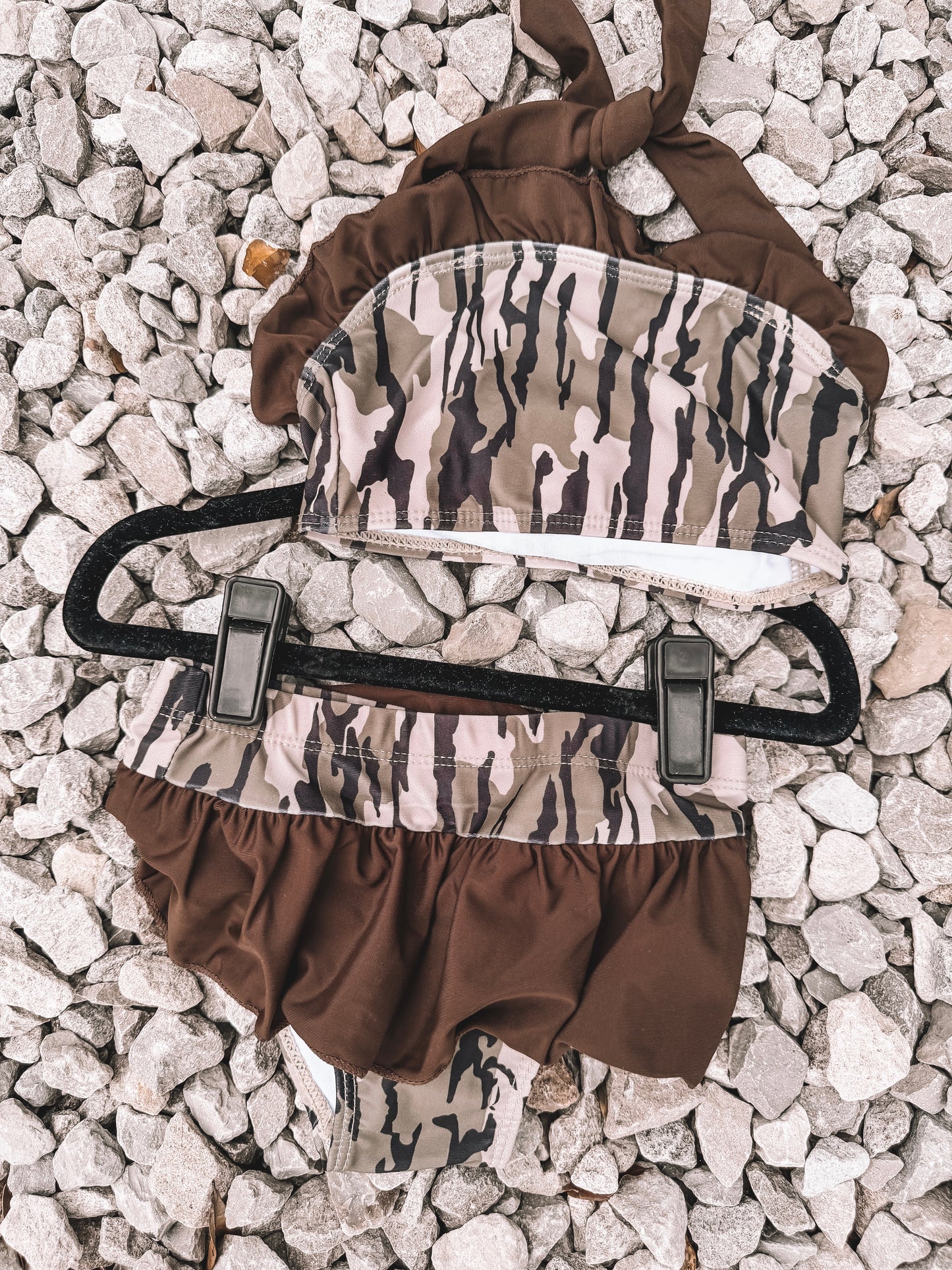 Bottomland Camo Girls Ruffle Swim Suit