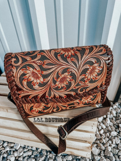 Hudson Tooled Leather Crossbody