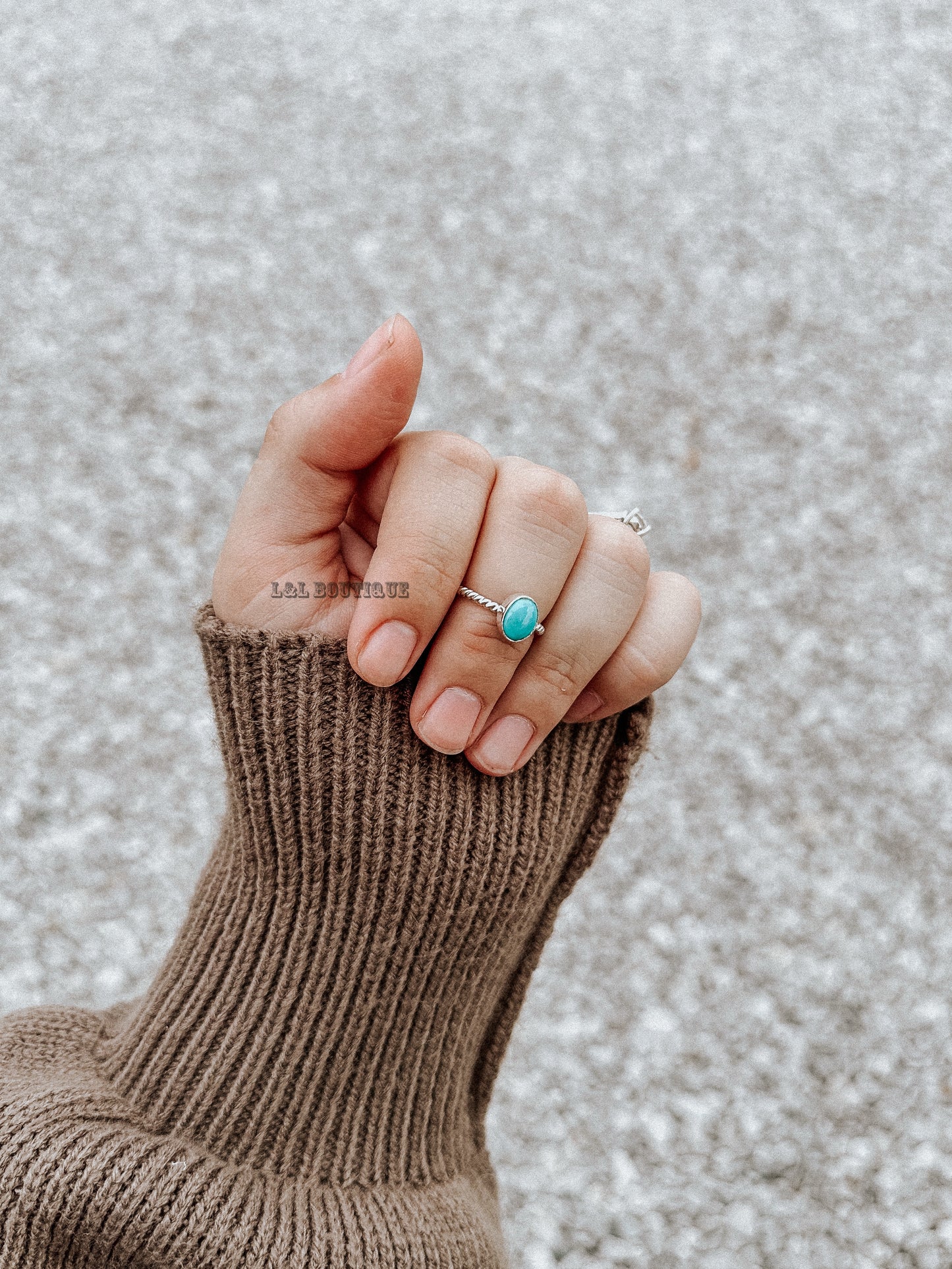 Genuine Turquoise Simple Rope Ring