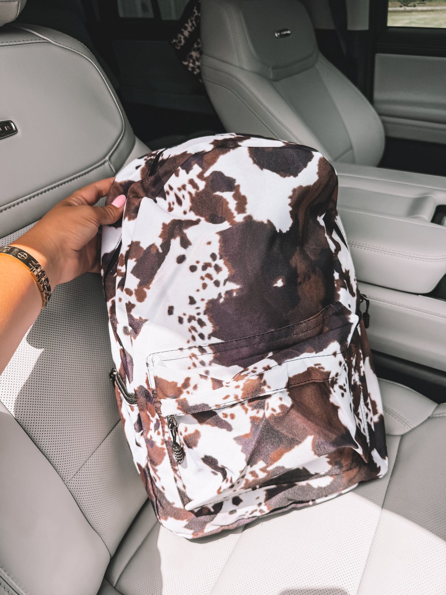 School Backpack - Dark Brown Cow
