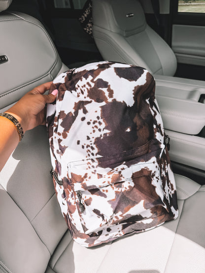School Backpack - Dark Brown Cow