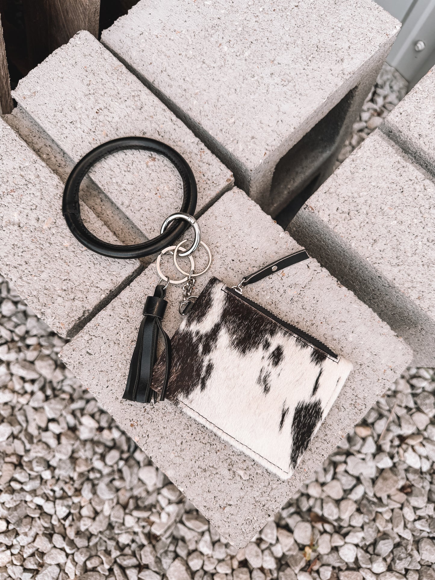 Cowhide Bangle Card Holder Leather Back