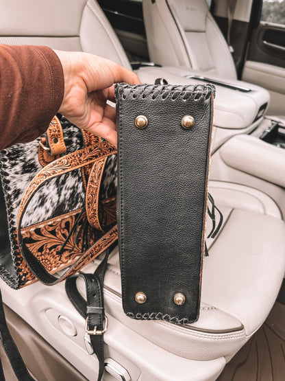 Revival Cowhide & Tooled Leather Tote Purse