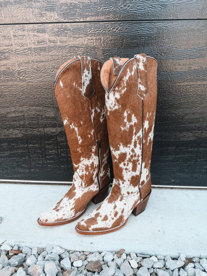 Knee High Cowhide Boots ~ Snip Toe Tan