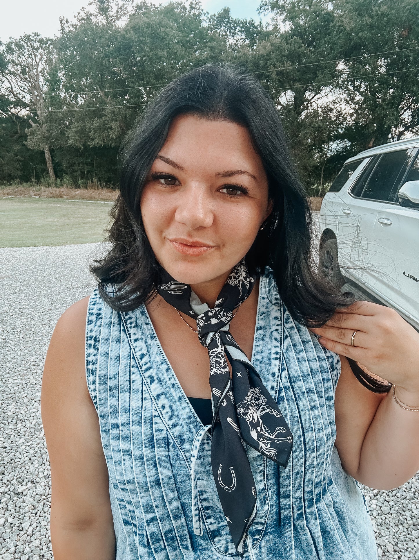 Pleated Denim Tie Romper