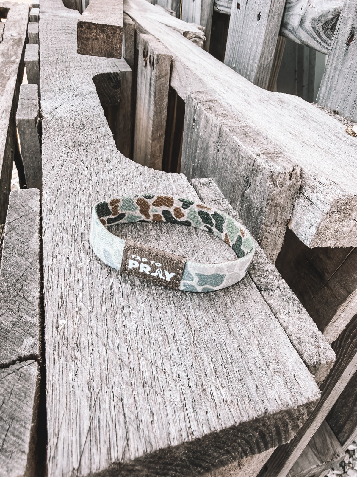 Tap To Pray River Rock Camo Wristband - Classic Sage