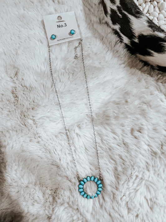 Round Turquoise Necklace & Earring Set