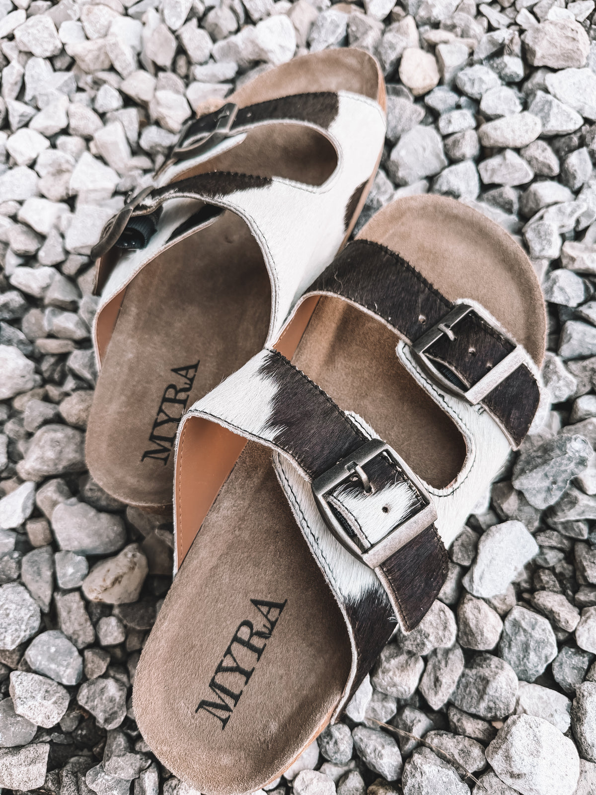 Lazy Day Cowhide Double Strap Sandals
