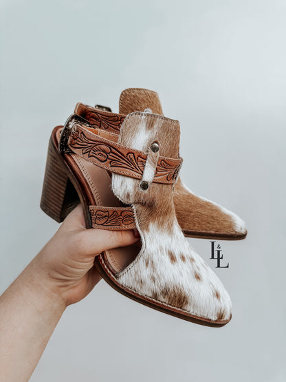 Cora Cowhide Leather Heel Booties