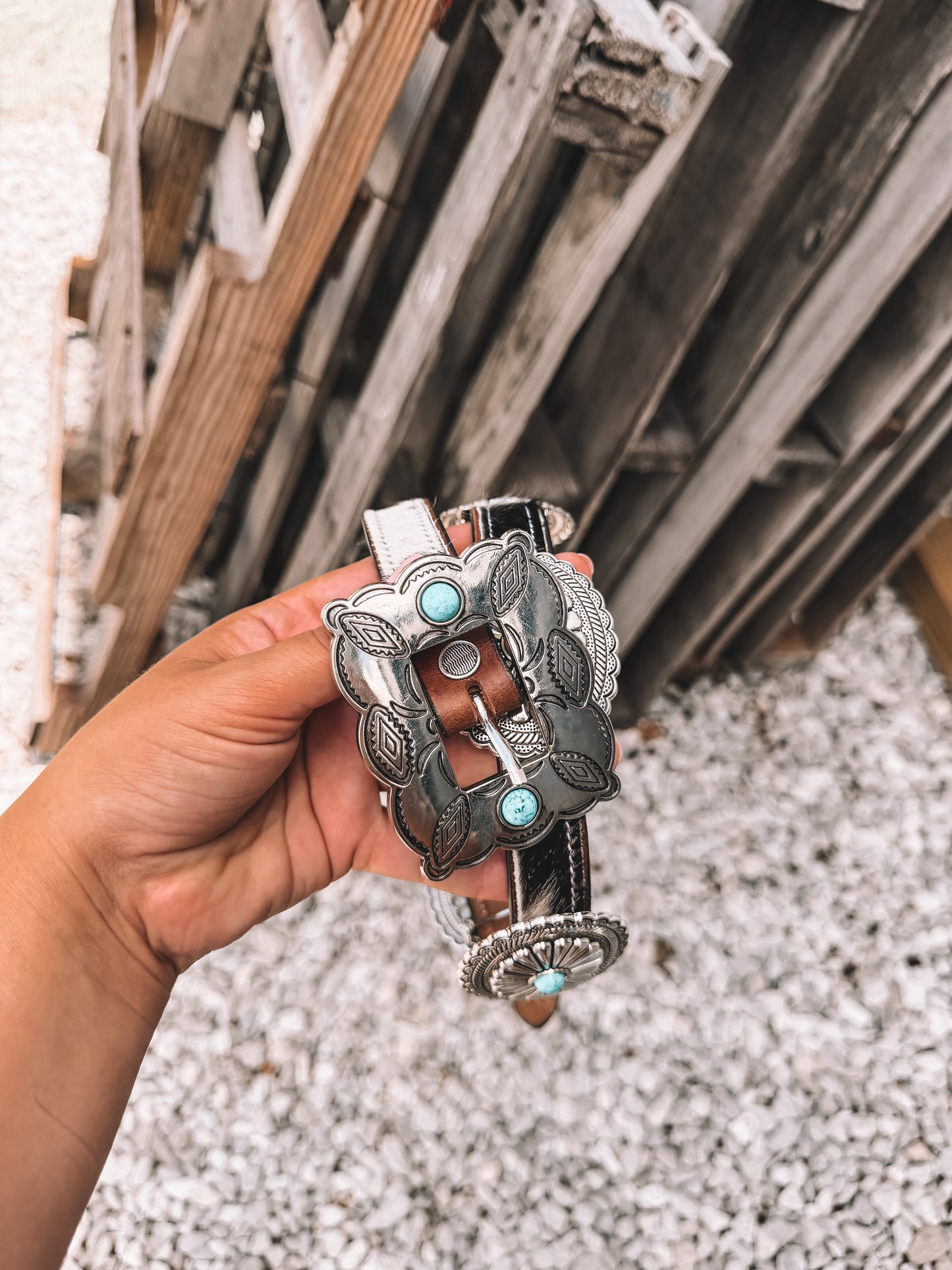 Floracrest Cowhide Concho Belt