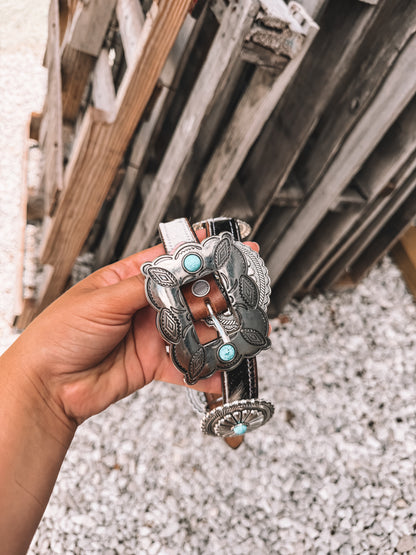 Floracrest Cowhide Concho Belt