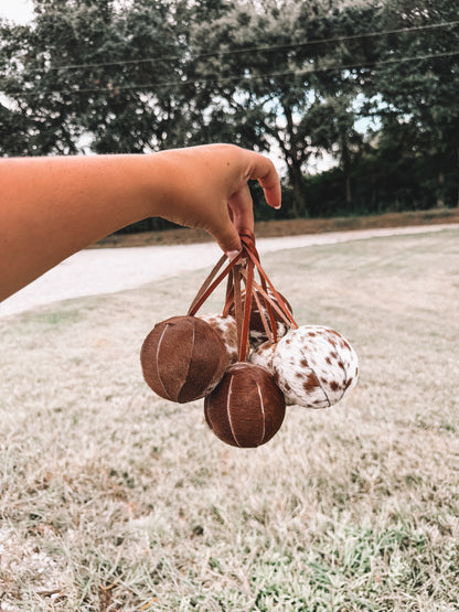 Cowhide Ornament Set of 6 Balls