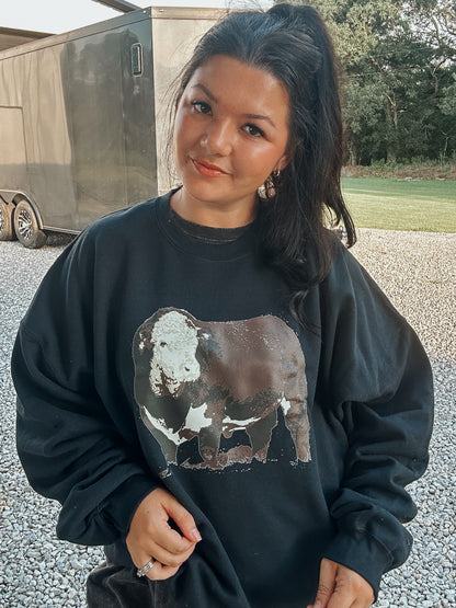 Brown Cow Crewneck in Black