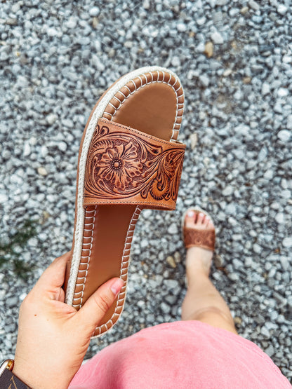 Horizon Tooled Leather Sandals