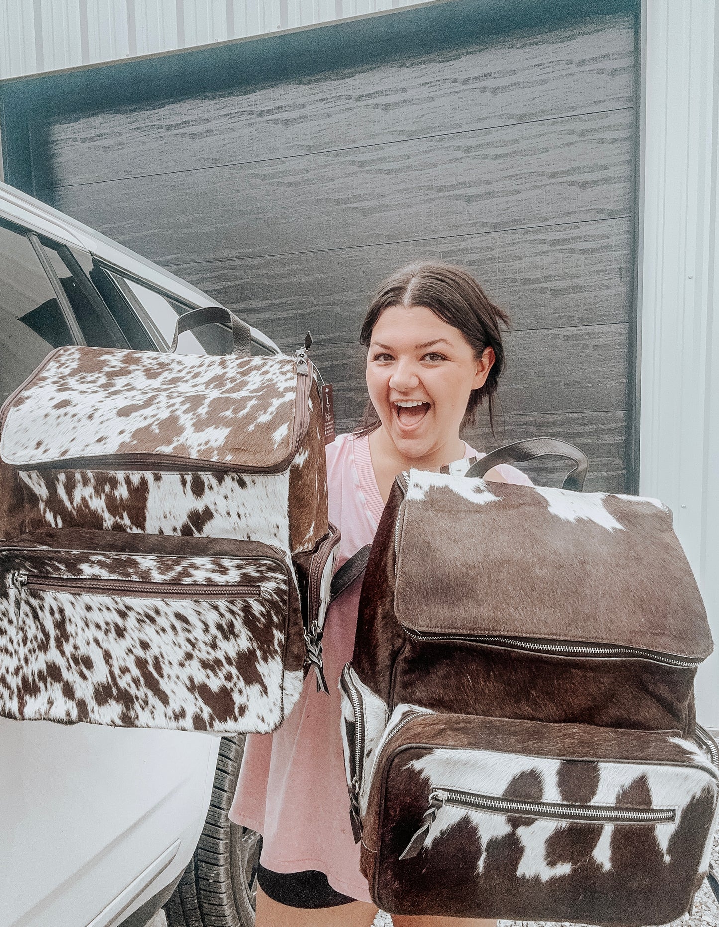 Load it Up Cowhide Backpack in Chocolate