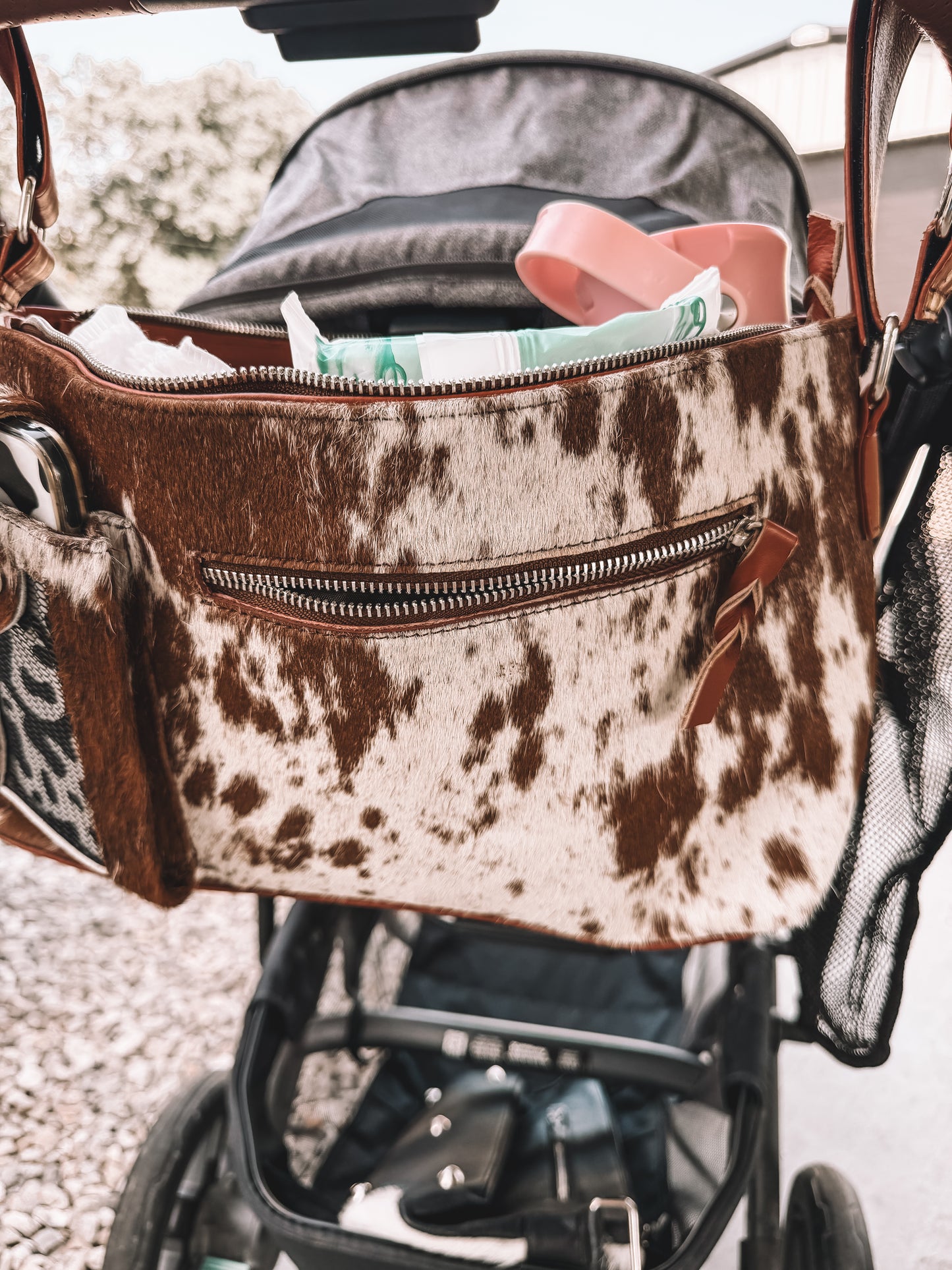 Cowhide Stroller Bag