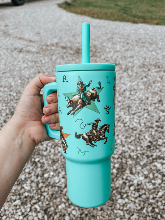 Turquoise Rodeo Clown Kids Tumbler
