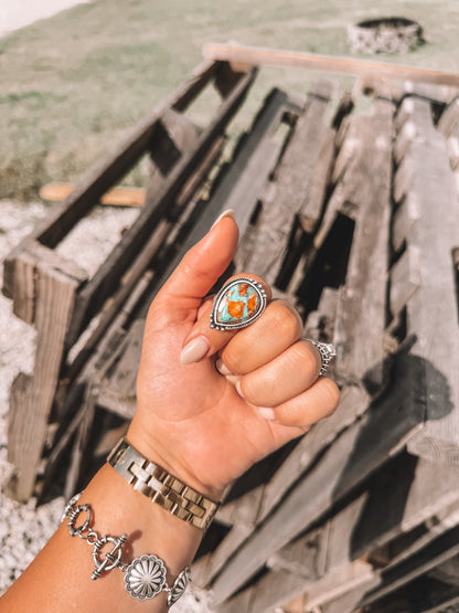 Drop Natural Turquoise Ring