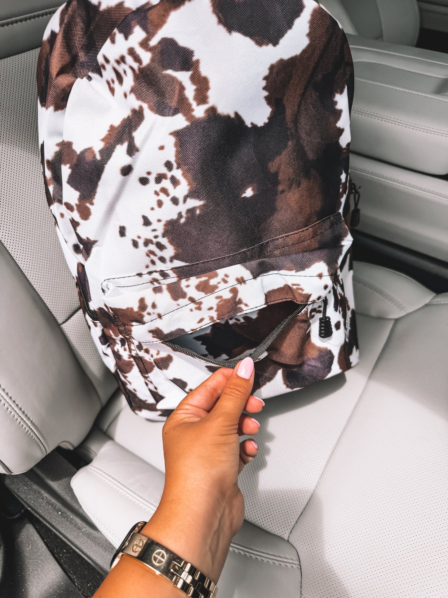 School Backpack - Dark Brown Cow