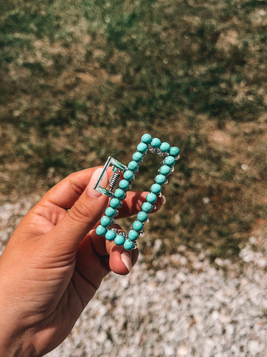 Turquoise Beaded Claw Clip