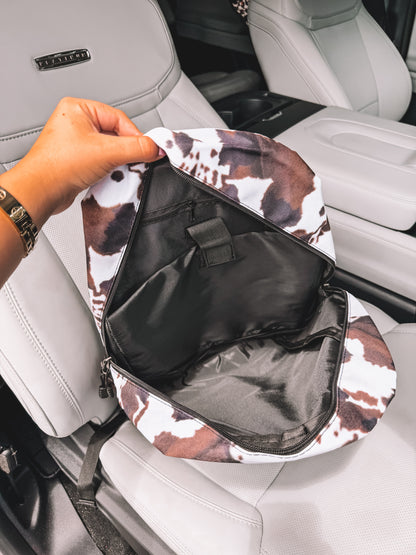 School Backpack - Dark Brown Cow