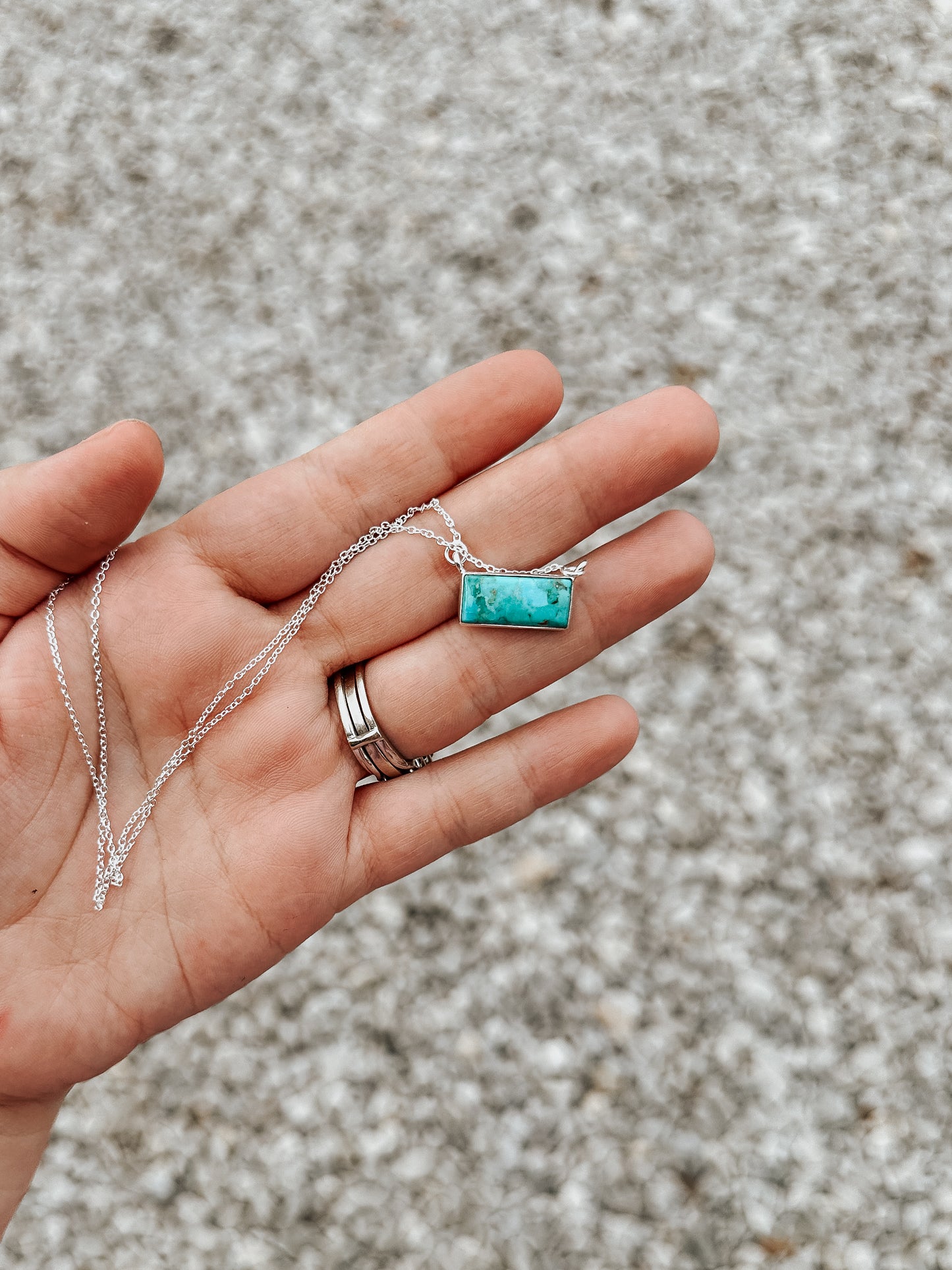 Sterling Turquoise Bar Necklace