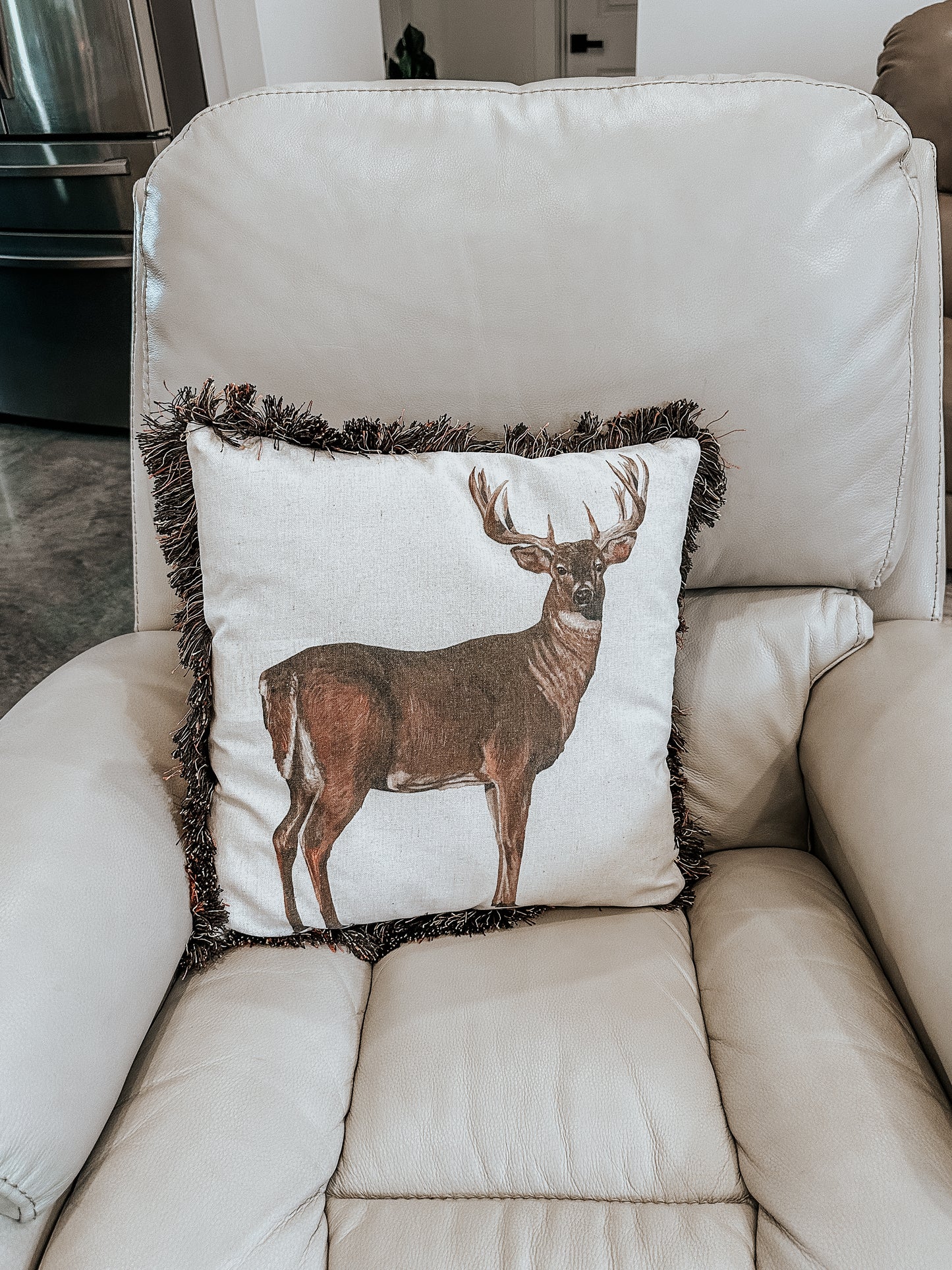 Frayed Deer Throw Pillow
