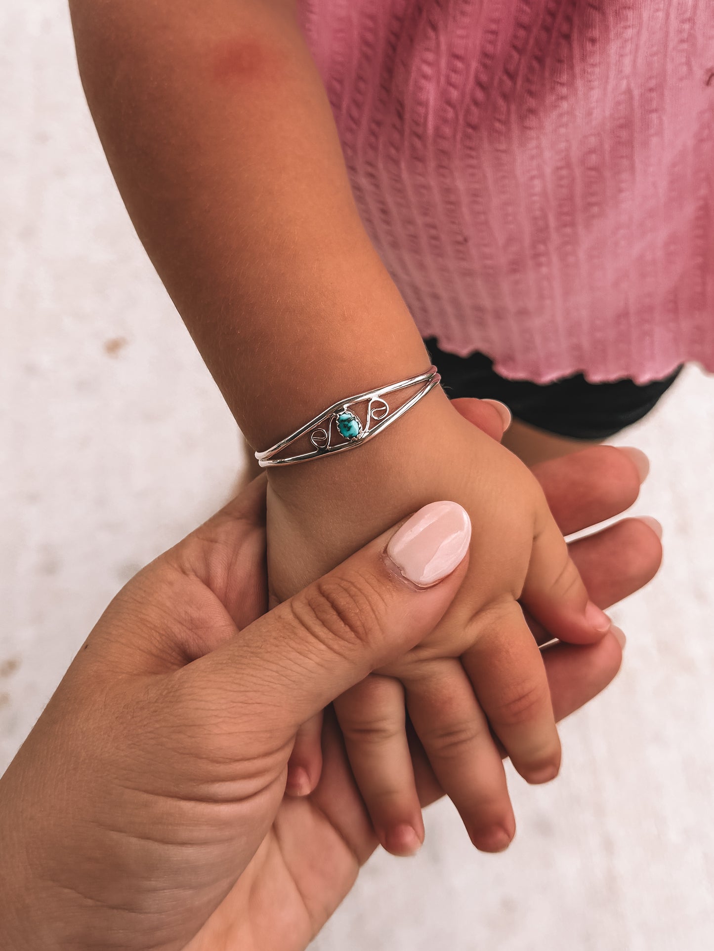 Swirl Sterling Turquoise Baby Bracelet
