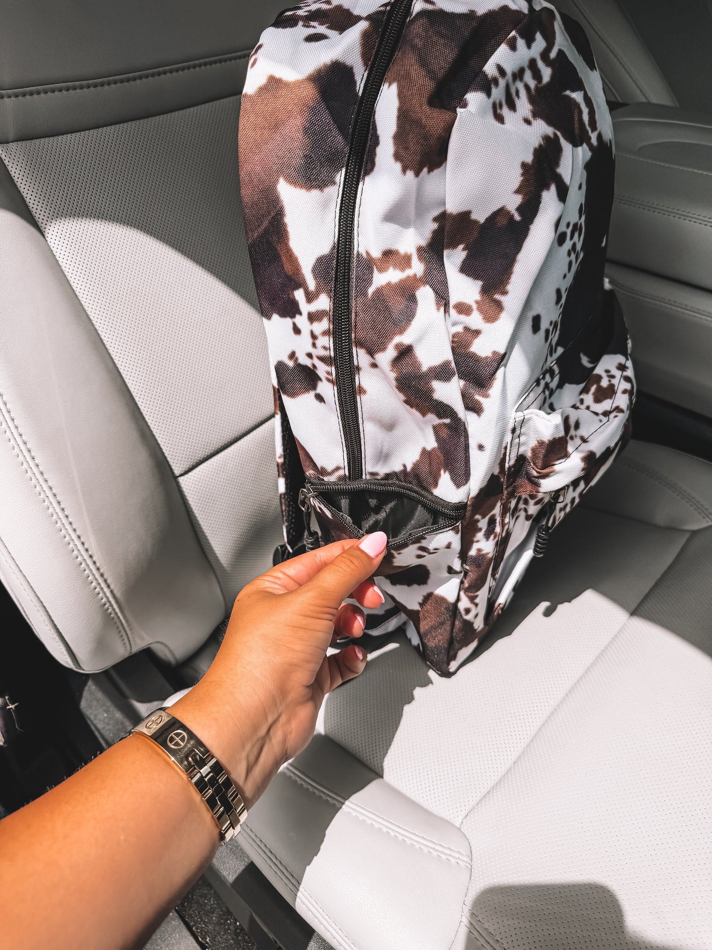 School Backpack - Dark Brown Cow