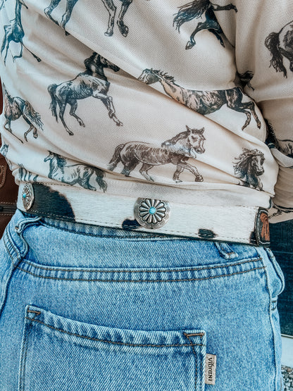 Blue Waters Buckle Cowhide Belt