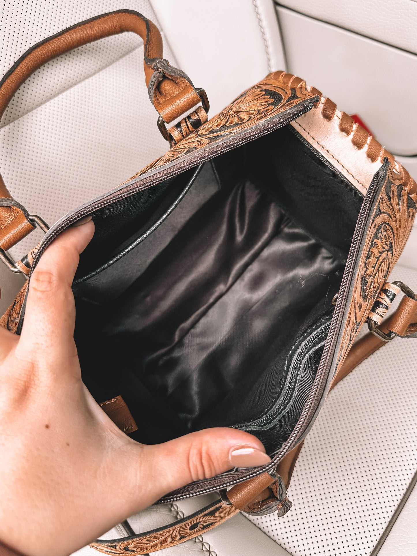 Tooled Leather Speedy Purse