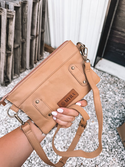Stone Cowhide & Leather Wristlet Crossbody