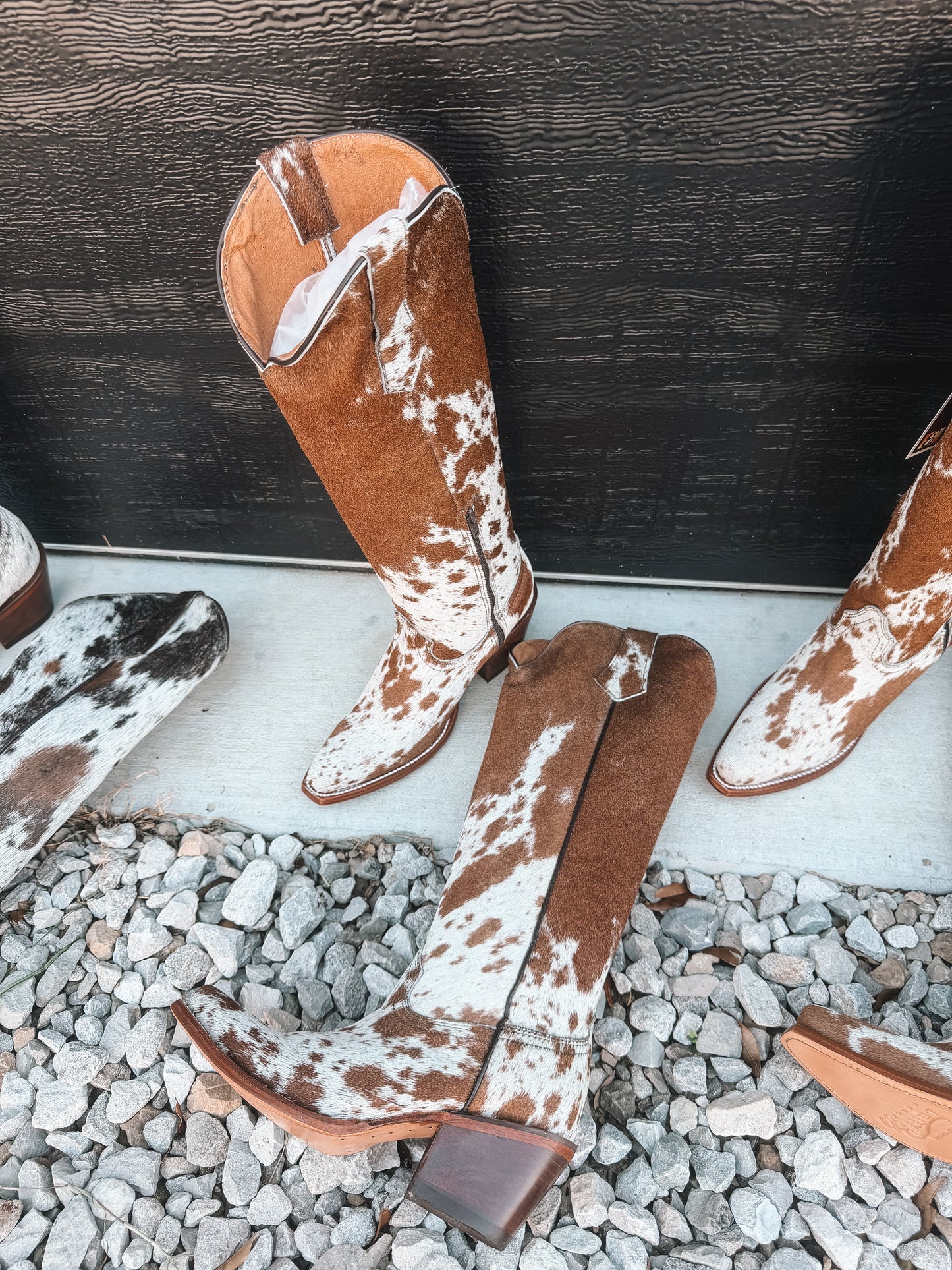 Knee High Cowhide Boots ~ Snip Toe Tan