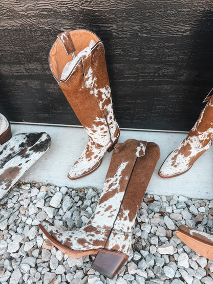 Knee High Cowhide Boots ~ Snip Toe Tan