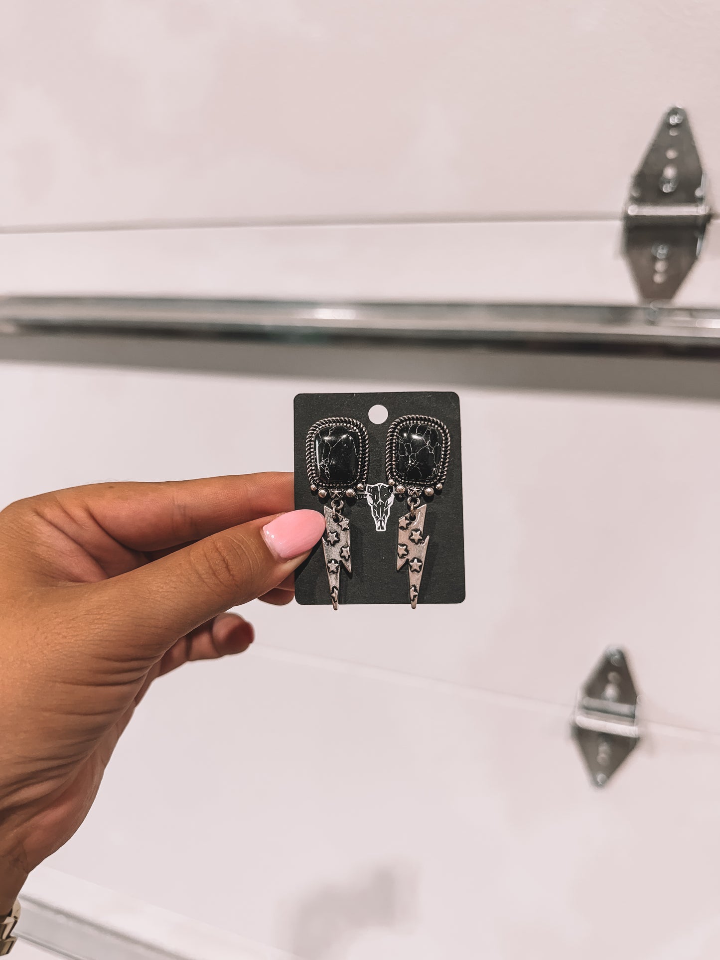 Lightning Drop Earrings - Black