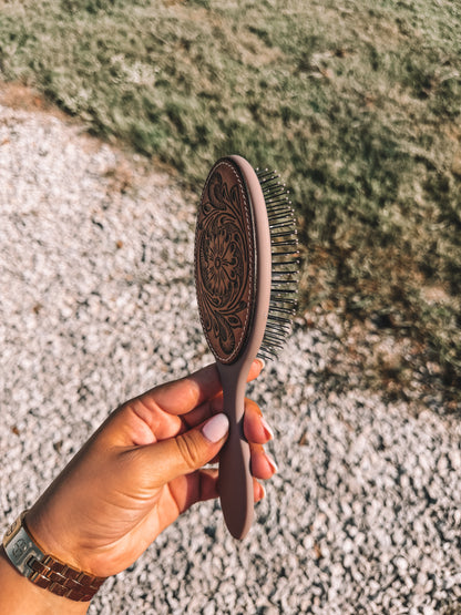 Bethany Tooled Leather Hair Brush