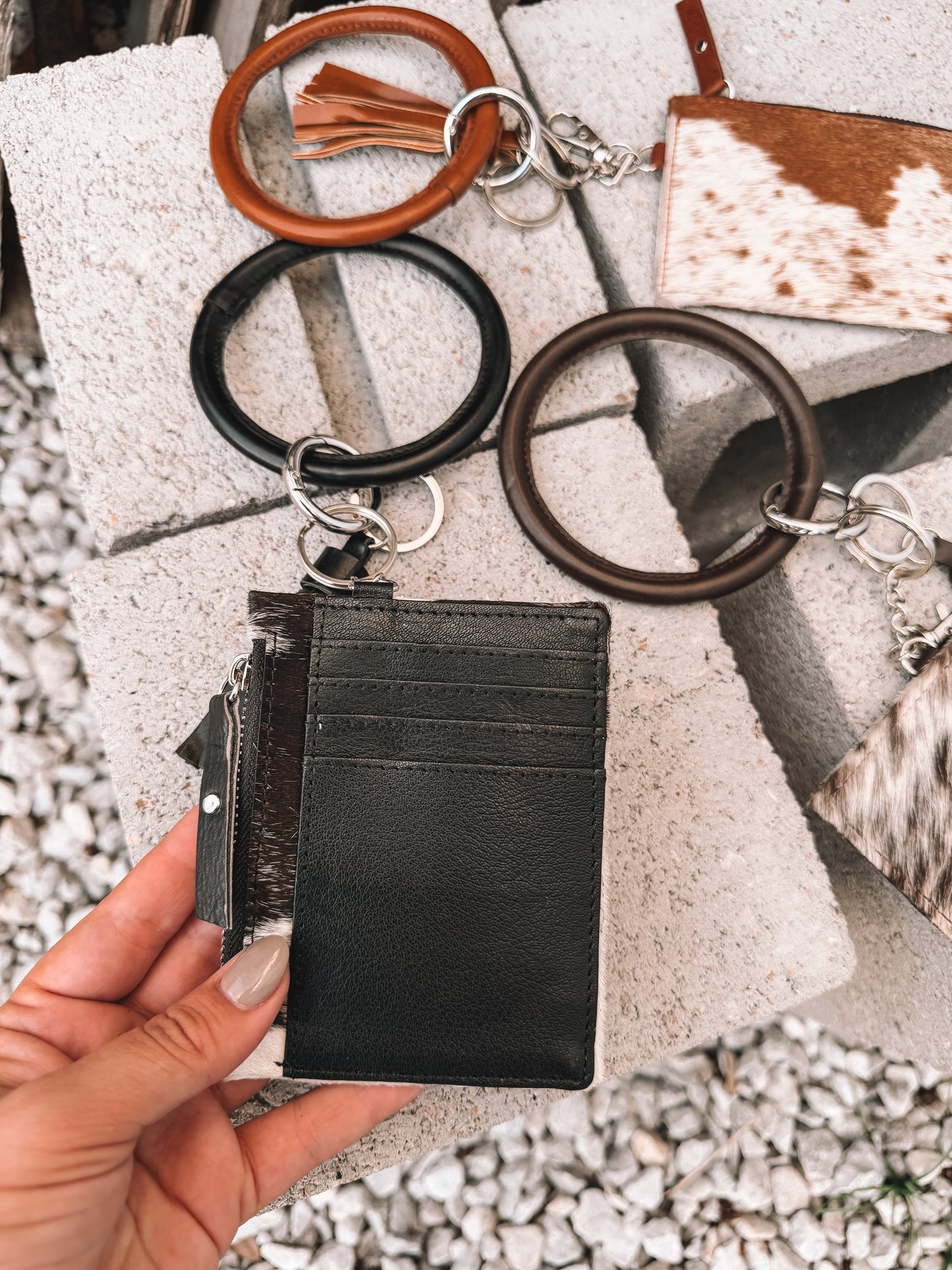 Cowhide Bangle Card Holder Leather Back