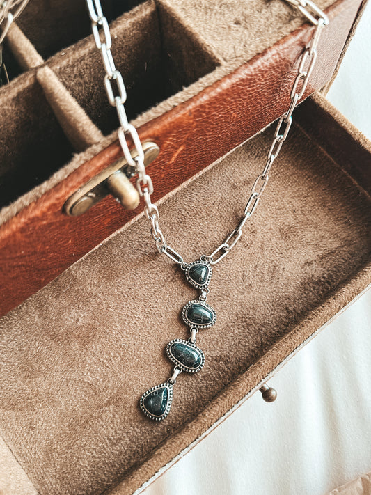 Missin the Road Stone Necklace in Black