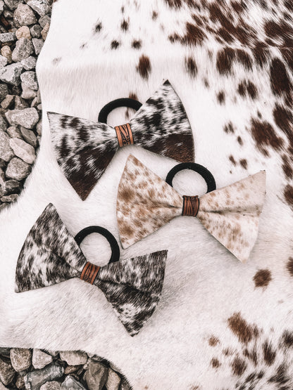 Cowhide & Leather Ponytail Bow