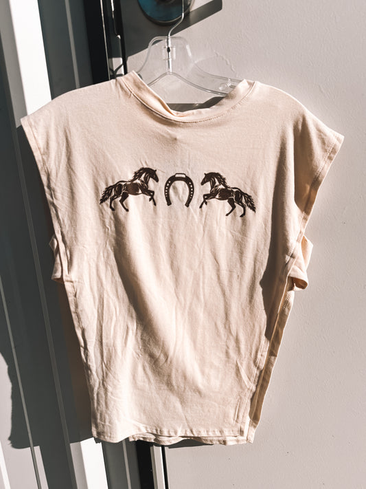 Tan Shoulder Shirt with Slits