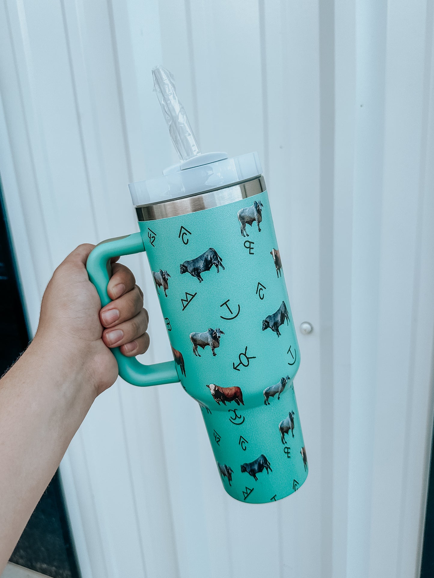 Turquoise Cattle Brand Tumbler