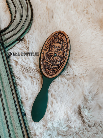 Dalton Tooled Leather Hair Brush