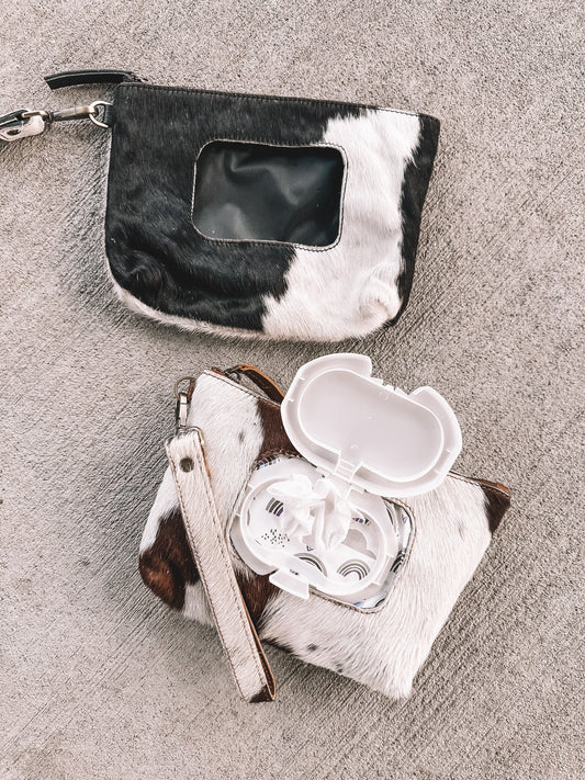 Cowhide Wristlet Wipe Pouch
