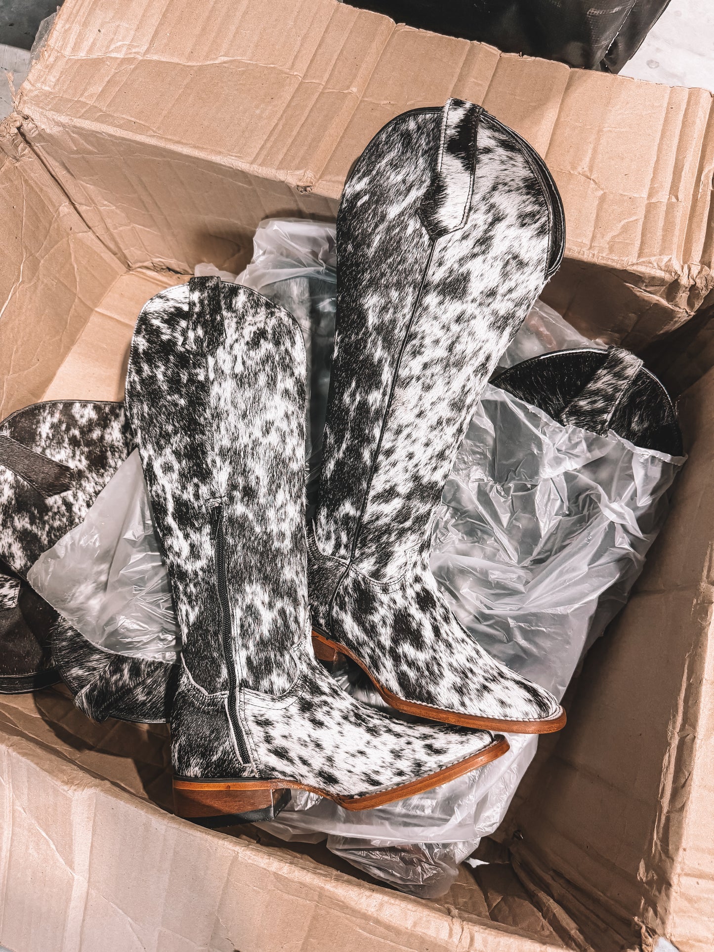 Knee High Cowhide Boots ~ Square Toe