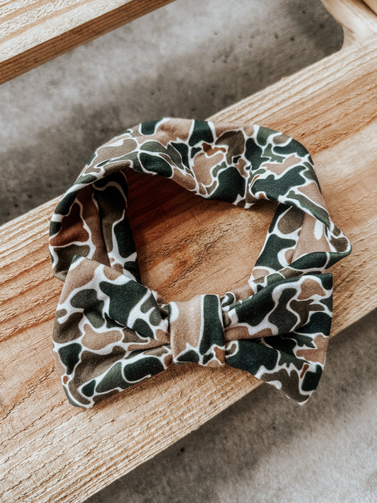 Infant Headband Bow in Old School Camo