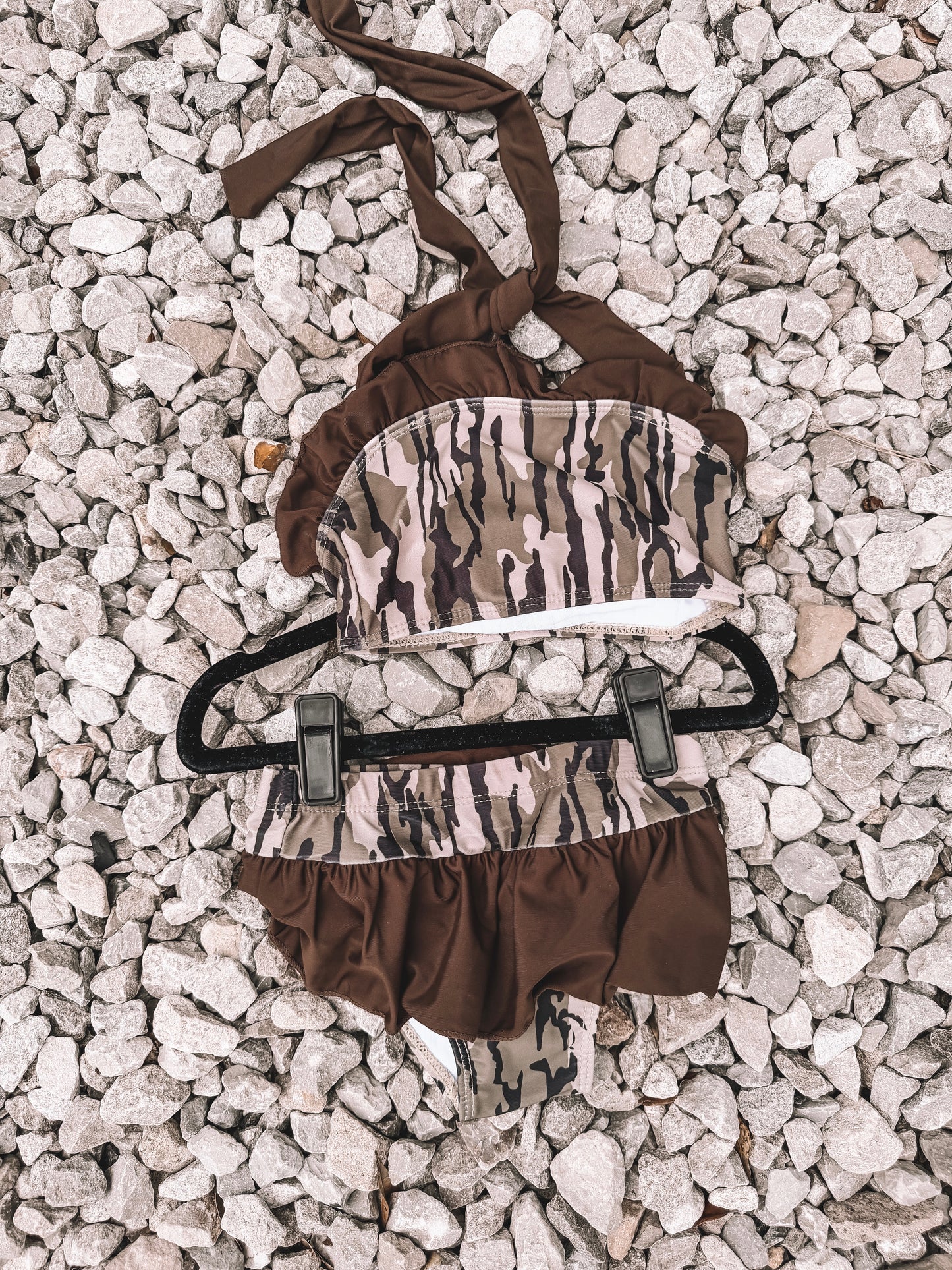 Bottomland Camo Girls Ruffle Swim Suit